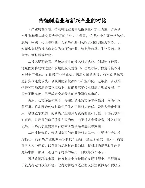 传统制造业与新兴产业的对比