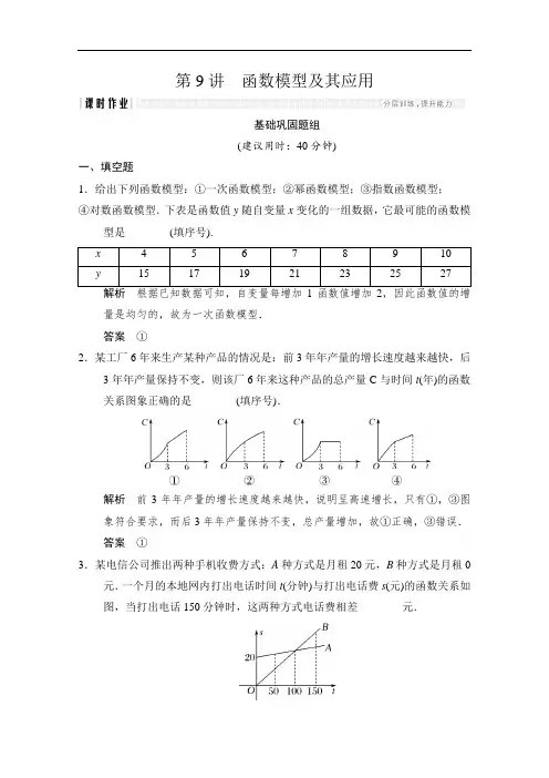 2018版高考数学文江苏专用一轮复习练习 第二章 函数概