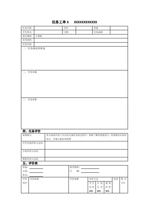 计算机类任务工单模板