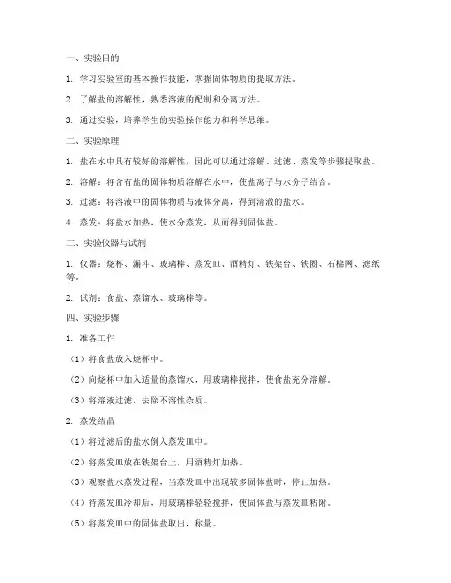 提取盐实验报告