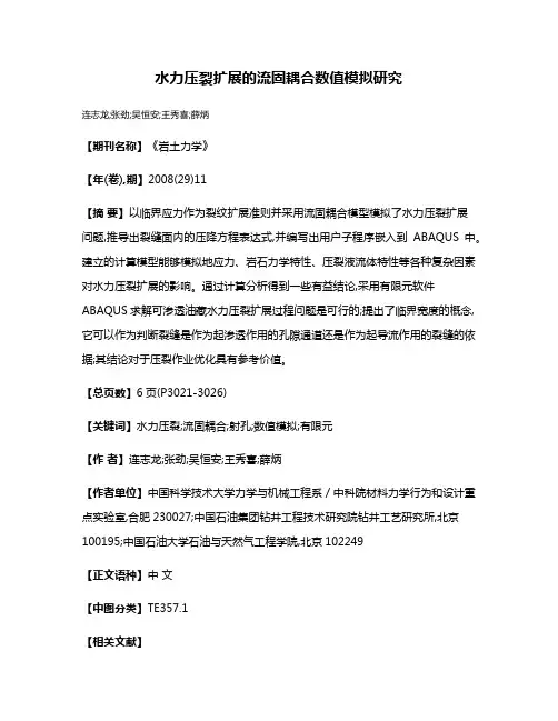 水力压裂扩展的流固耦合数值模拟研究