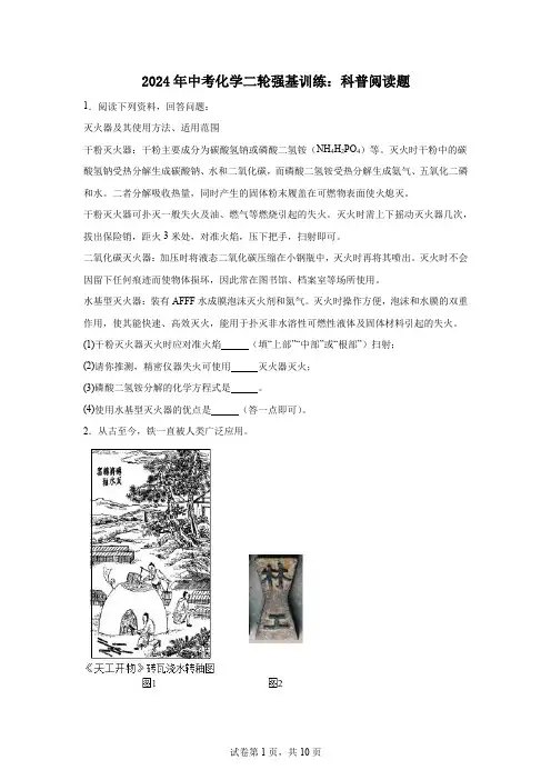 2024年中考化学二轮强基训练：科普阅读题