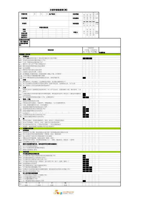 分层过程审核检查表范例