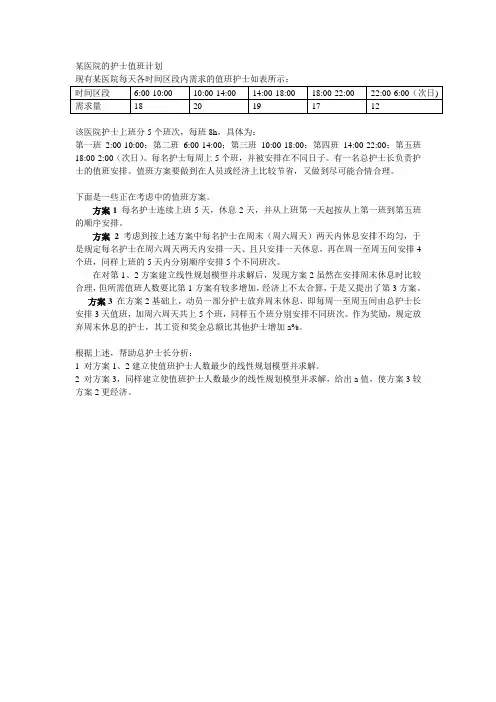 运筹学-第3版-课件-线性规划作业(值班问题)
