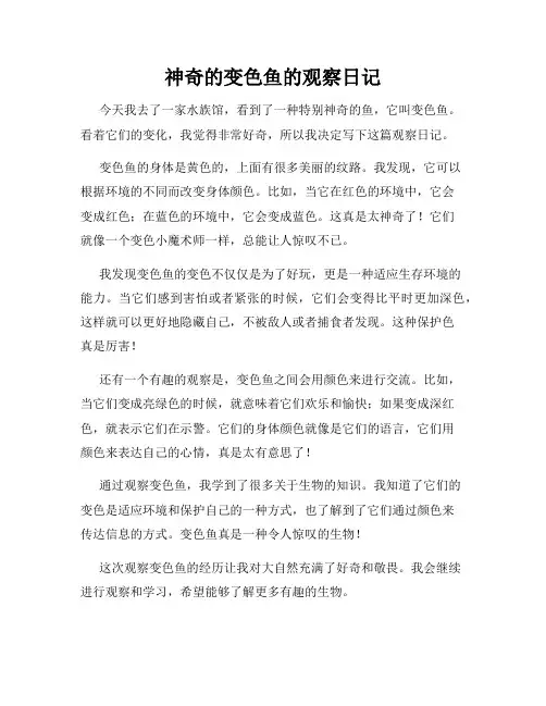小学三年级作文神奇的变色鱼的观察日记