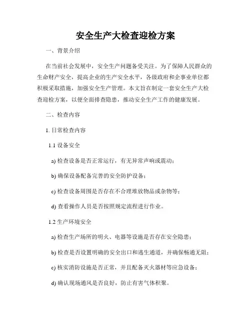 安全生产大检查迎检方案