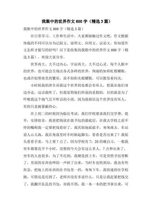 我眼中的世界作文600字(3篇)