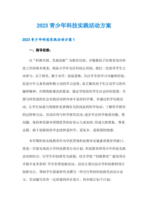 2023青少年科技实践活动方案