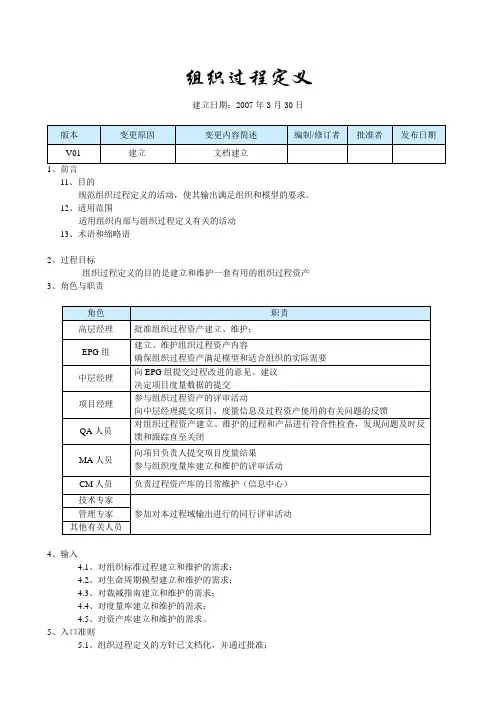 CMMI-3OPD-组织过程定义规程