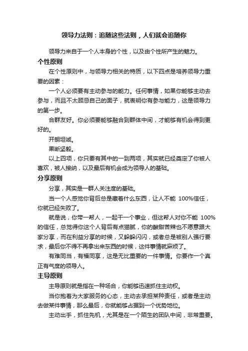 领导力法则：追随这些法则，人们就会追随你