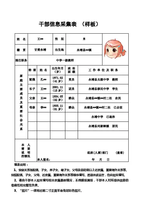 干部信息采集表模板