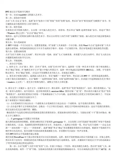 PPT演示汉字笔画书写顺序