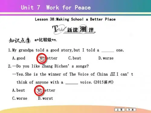 冀教版英语九年级Unit 7 Lesson 38 Making School a Better Place