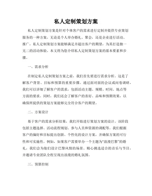私人定制策划方案