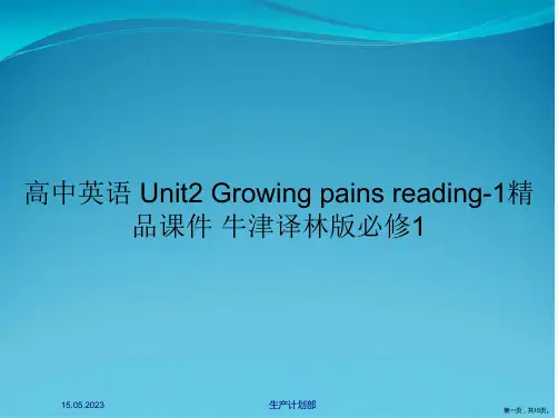 高中英语 Unit2 Growing pains reading-1精品课件 牛津译林版必修1