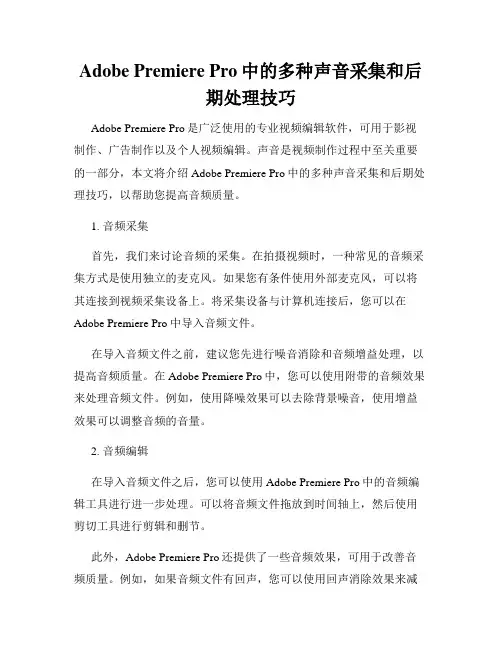 Adobe Premiere Pro中的多种声音采集和后期处理技巧