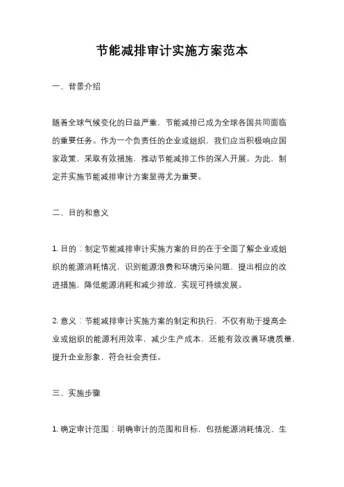节能减排审计实施方案范本