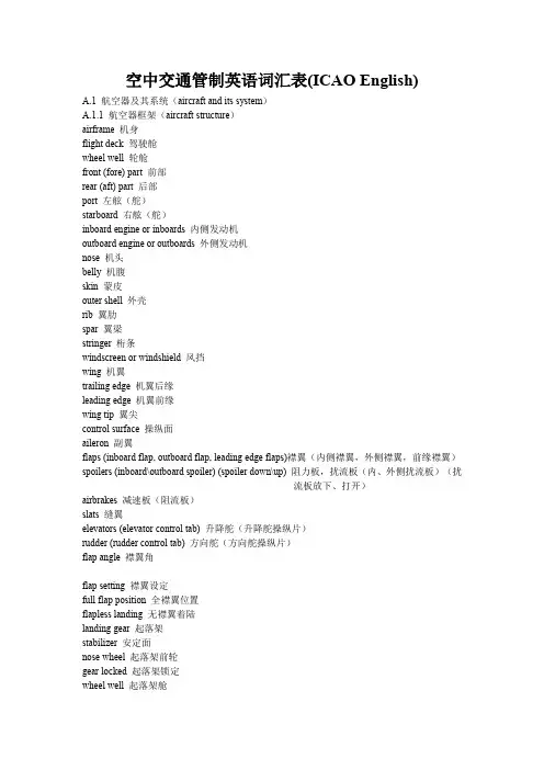 空中交通管制英语词汇表(ICAO English)