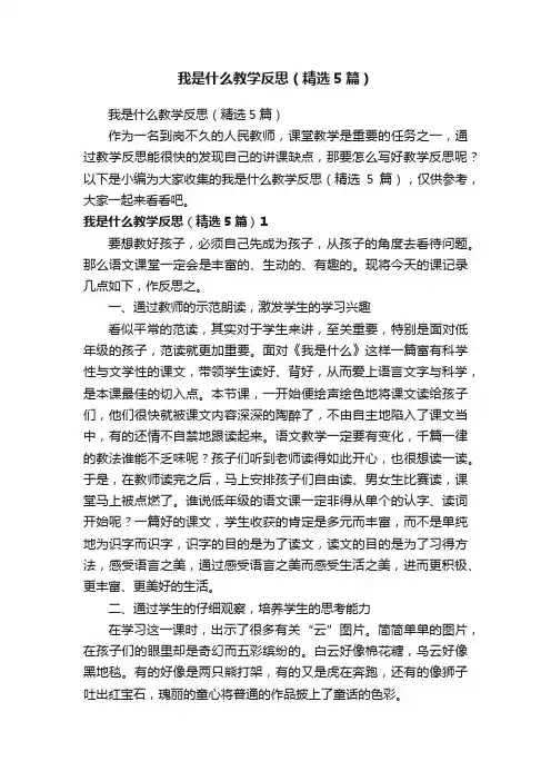 我是什么教学反思（精选5篇）