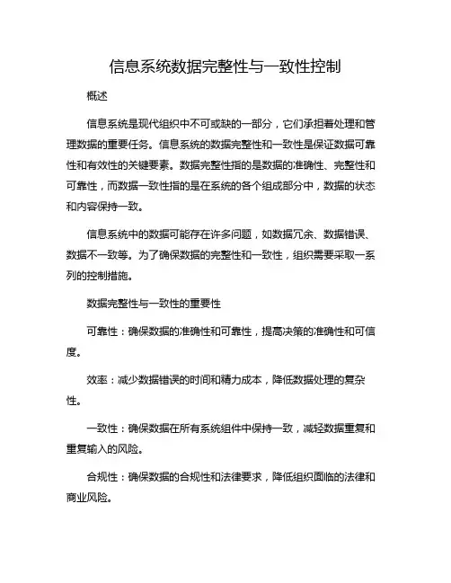 信息系统数据完整性与一致性控制