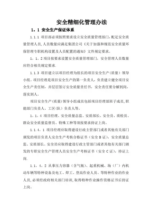 安全精细化管理办法