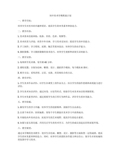 初中美术学期教案计划
