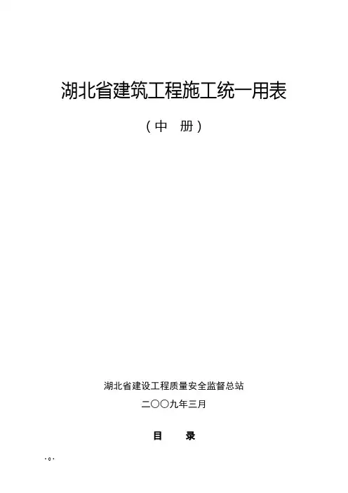 湖北省七大类资料统一用表(新)中册