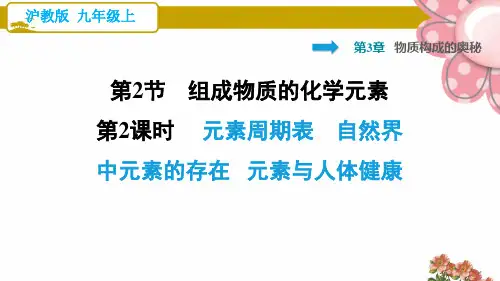 沪教版九年级化学上册《元素周期表自然界中元素的存在元素与人体健康》ppt课件