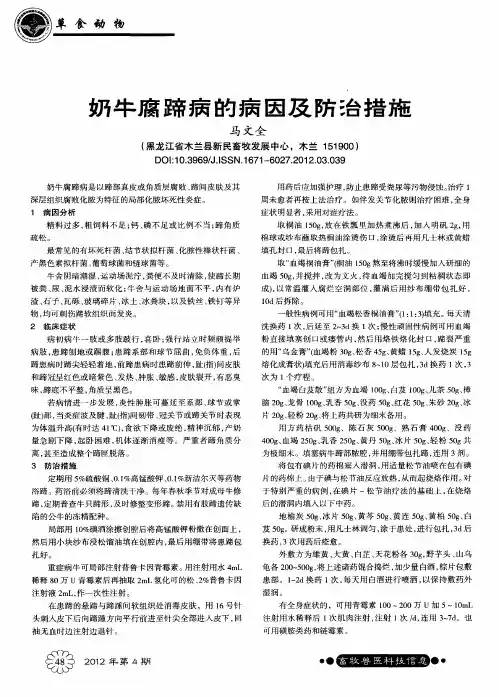 奶牛腐蹄病的病因及防治措施
