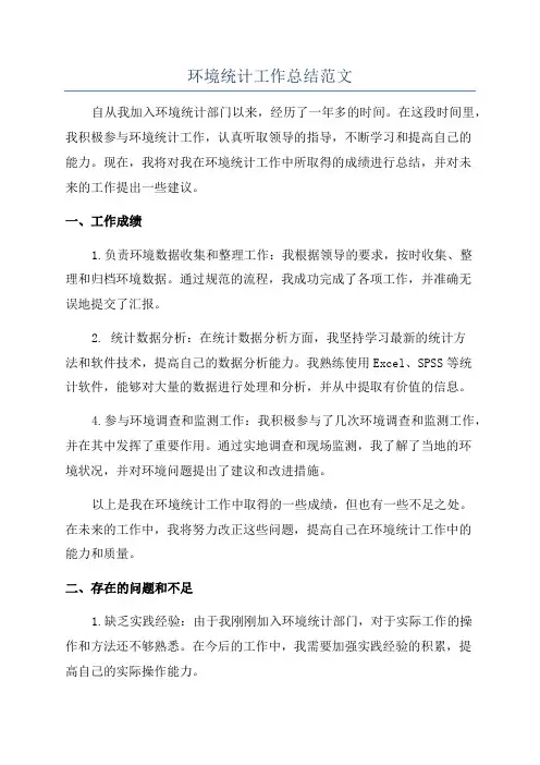 环境统计工作总结范文