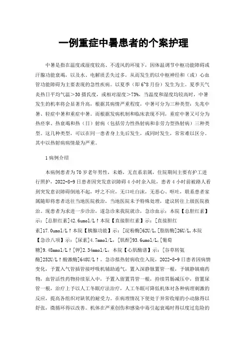 一例重症中暑患者的个案护理