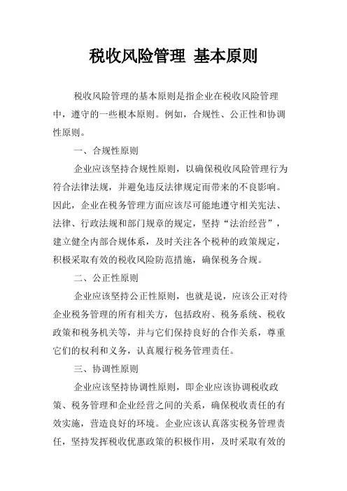 税收风险管理 基本原则