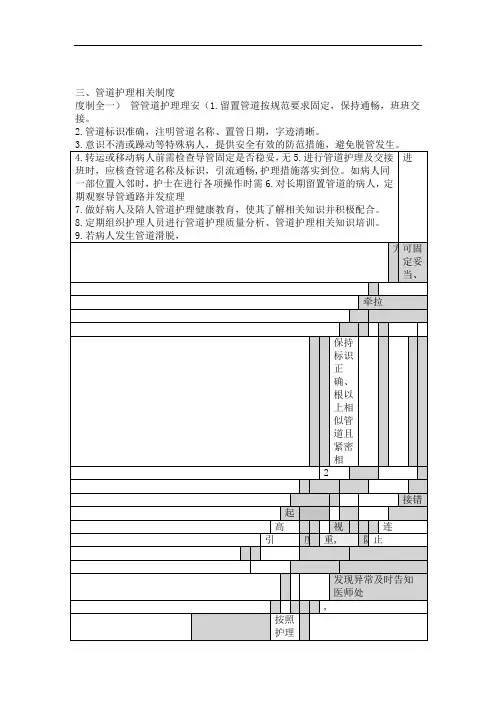 管道护理相关制度