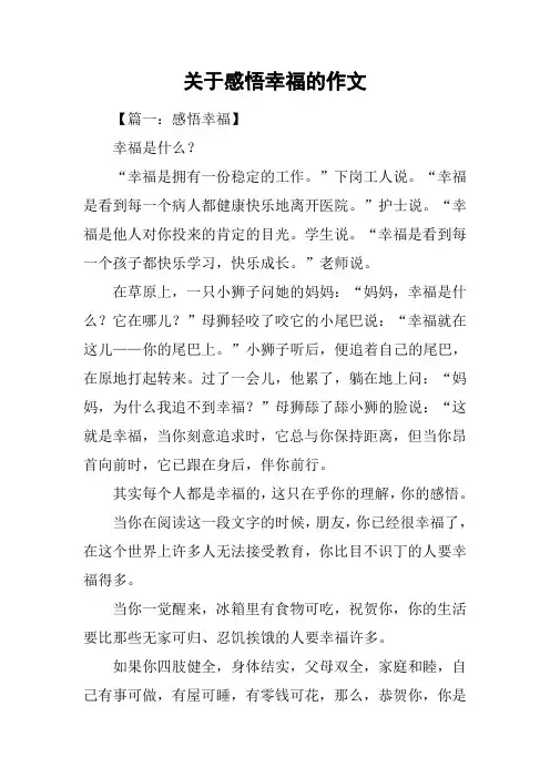 关于感悟幸福的作文