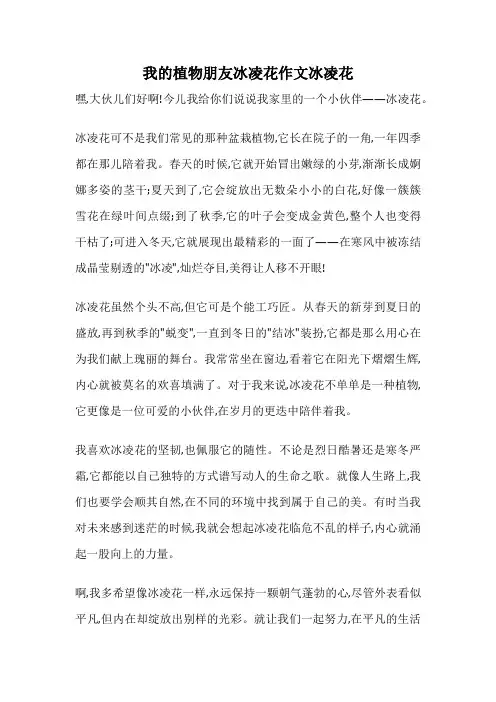 我的植物朋友冰凌花作文冰凌花