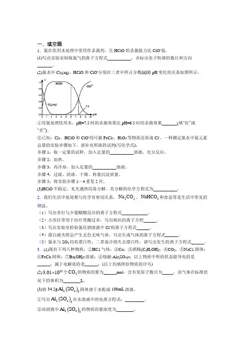 高中化学必修一第二章《海水中的重要元素—钠和氯》复习题(4)