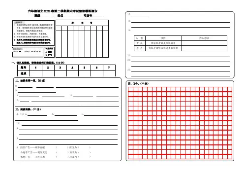 部编版小学语文六年级下册期末模拟考试卷答题卡