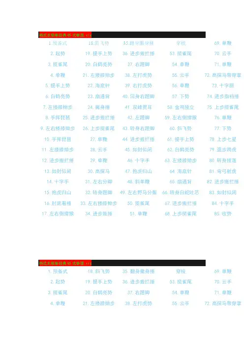 杨式太极拳经典85式拳谱