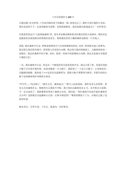 十年后的我作文600字