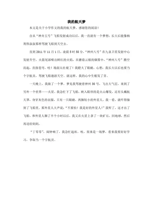 我的航天梦_小学作文