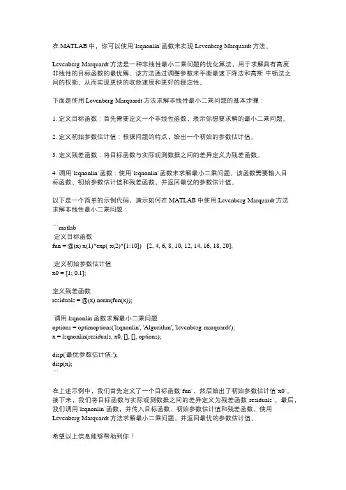 matlab中的levenberg-marquard方法