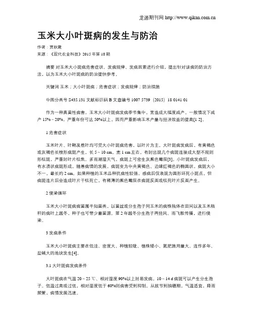 玉米大小叶斑病的发生与防治