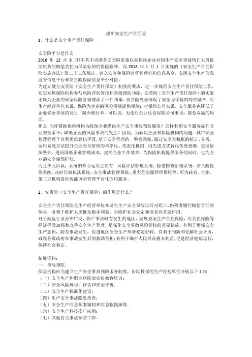 煤矿安全生产责任险安全生产