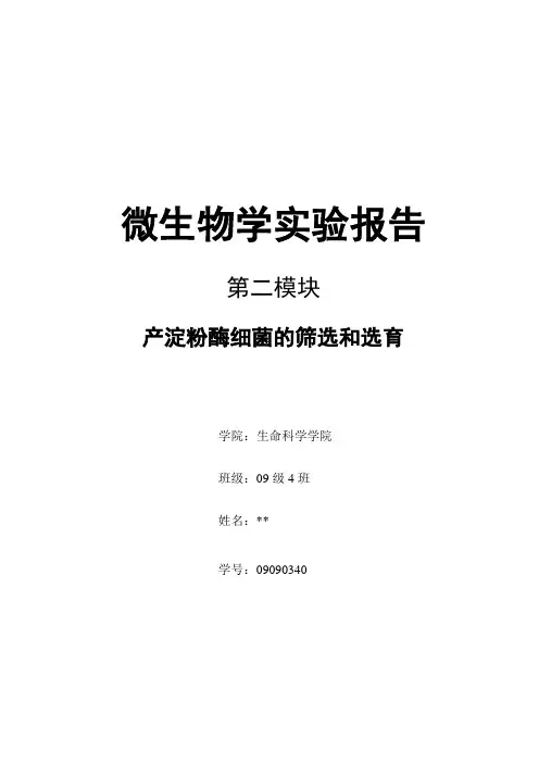 产淀粉酶细菌的筛选和选育 - 副本