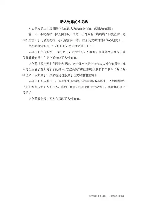 助人为乐的小花猫_二年级看图作文