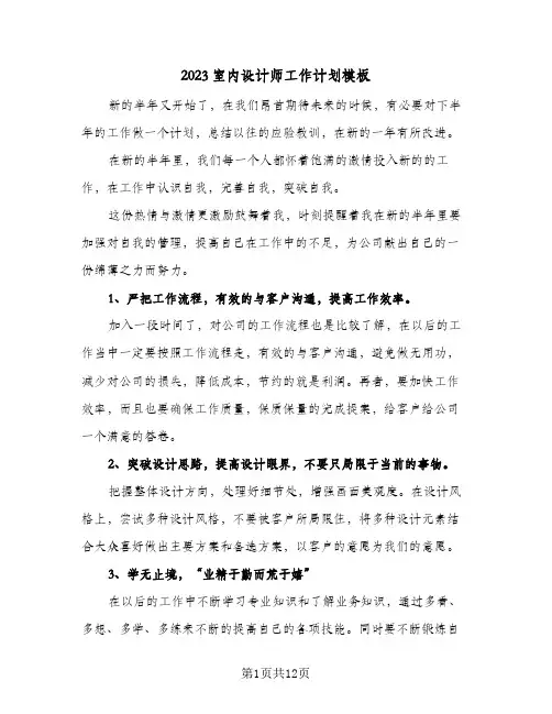 2023室内设计师工作计划模板(6篇)