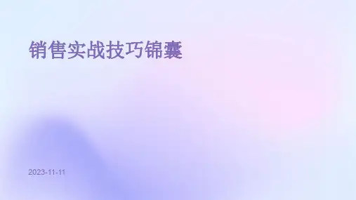 销售实战技巧锦囊