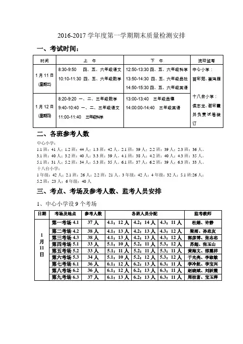 2016-2017上期末考试安排1