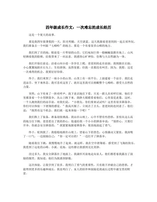 四年级成长作文：一次难忘的成长经历