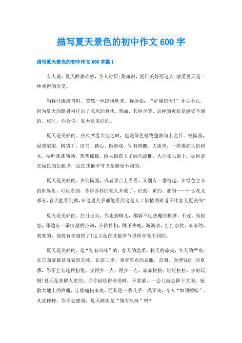 描写夏天景色的初中作文600字